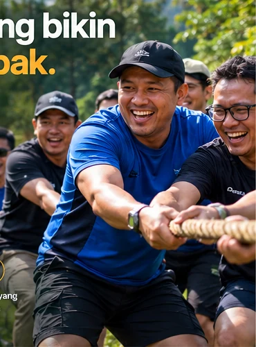 Ilustrasi team building di alam terbuka
